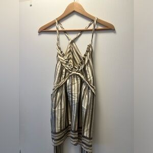 Vintage BCBG Maxazria Silk Blouse, Striped Beige, Taupe 100% Silk, Medium